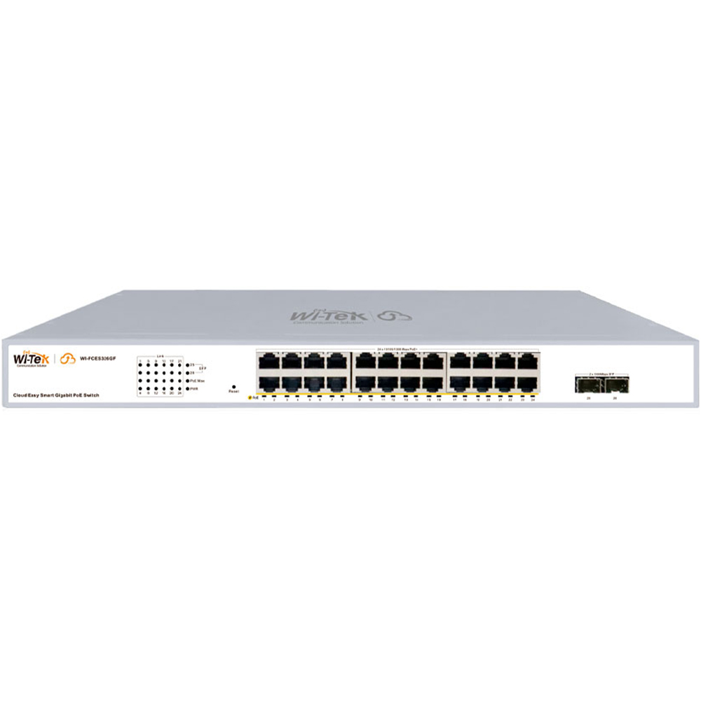 Witek PoE-Switch, 26 Ports, 24 Ports PoE, 2 Ports SFP, cloud managed, Rack-1