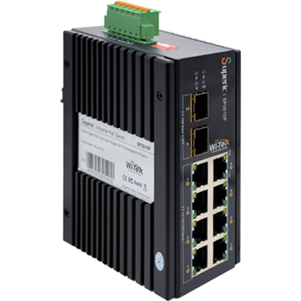 Witek PoE-Switch, 10 Ports, 8 Ports PoE, 2 Ports SFP, 250m, unmanaged, Desktop, DIN-Schiene-3
