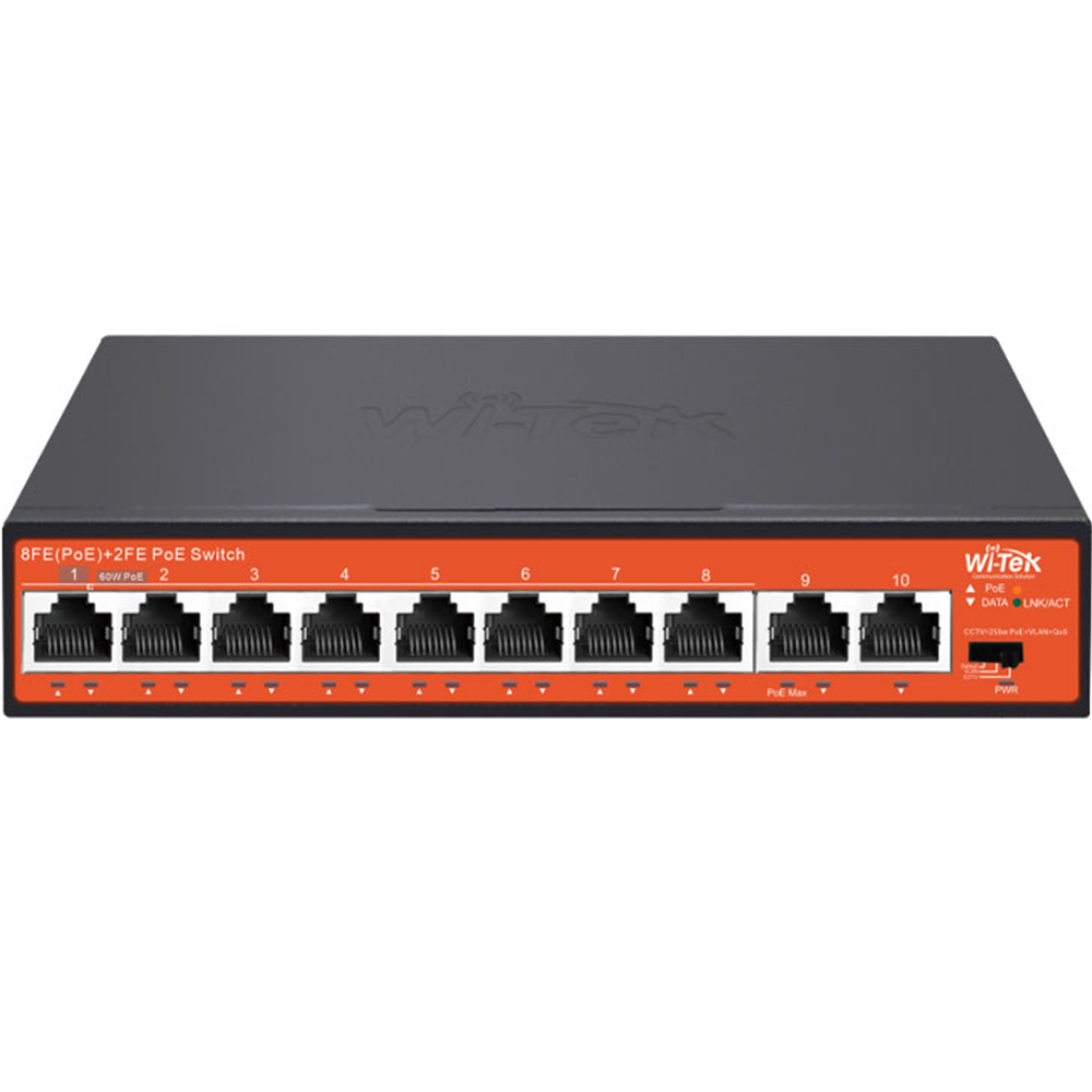 Witek PoE-Switch, 10 Ports, 8 Ports PoE, 250m, Desktop, Wandmontage-3