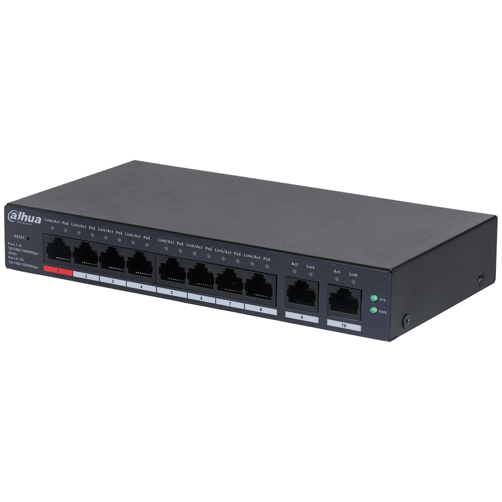 Dahua PoE-Switch, 10 Ports, 8 Ports PoE, Hi-PoE, cloud managed-3