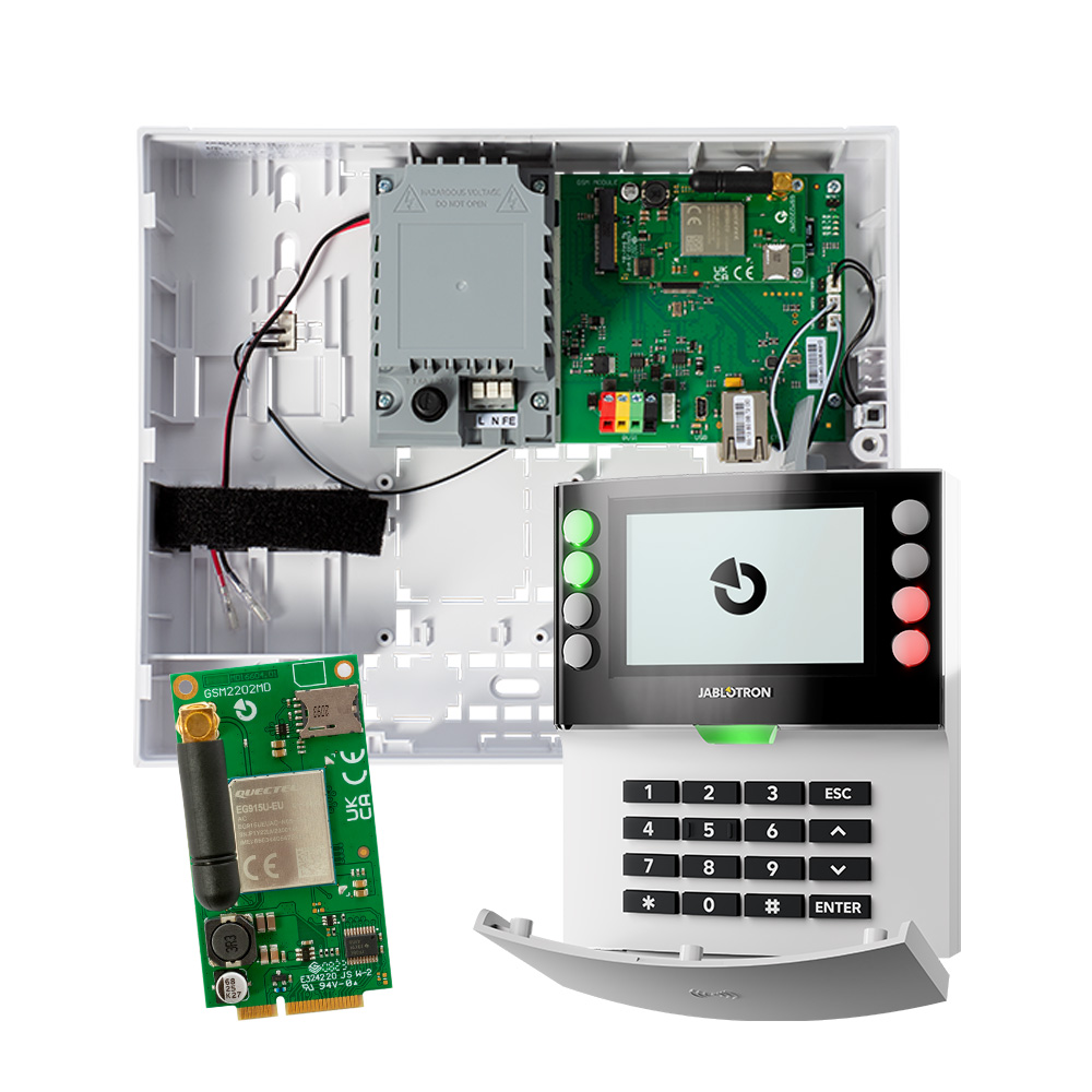 Jablotron JA-102KYE-SET Mercury-Set mit Zentrale, Funk-, Kommunikationsmodul und Funk-Bedienteil, weiß-1