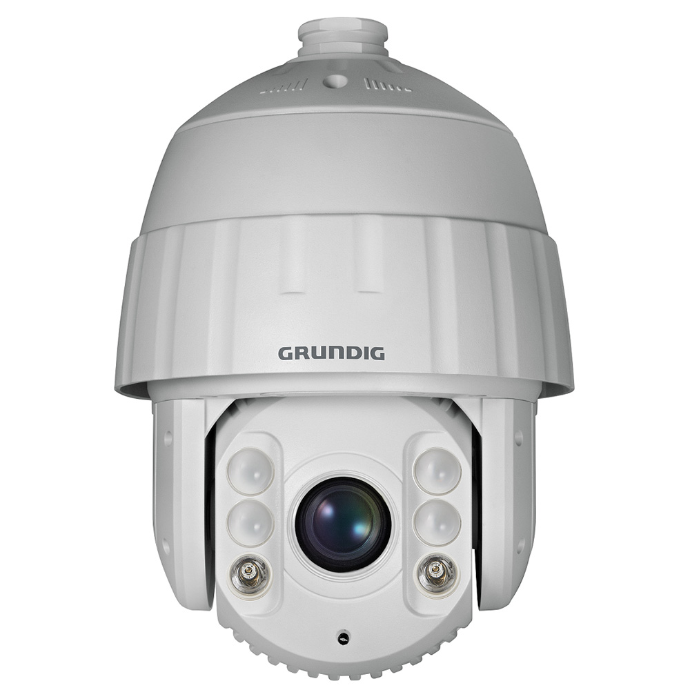 Grundig IP-PTZ-Dome-Kamera 4MP, 4,8 – 120 mm vario & motorisiert, IR100m, IP66-1